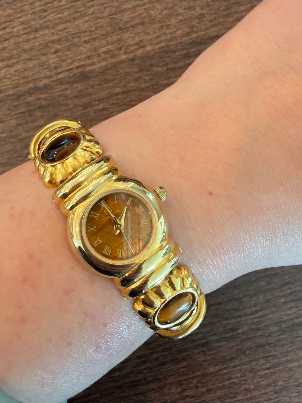 Gold Tone Women's Bracelet Watch with Brown Dial